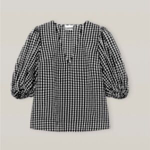 NWT - Ganni - Seersucker Check Blouse - Black
Size: US 8/10